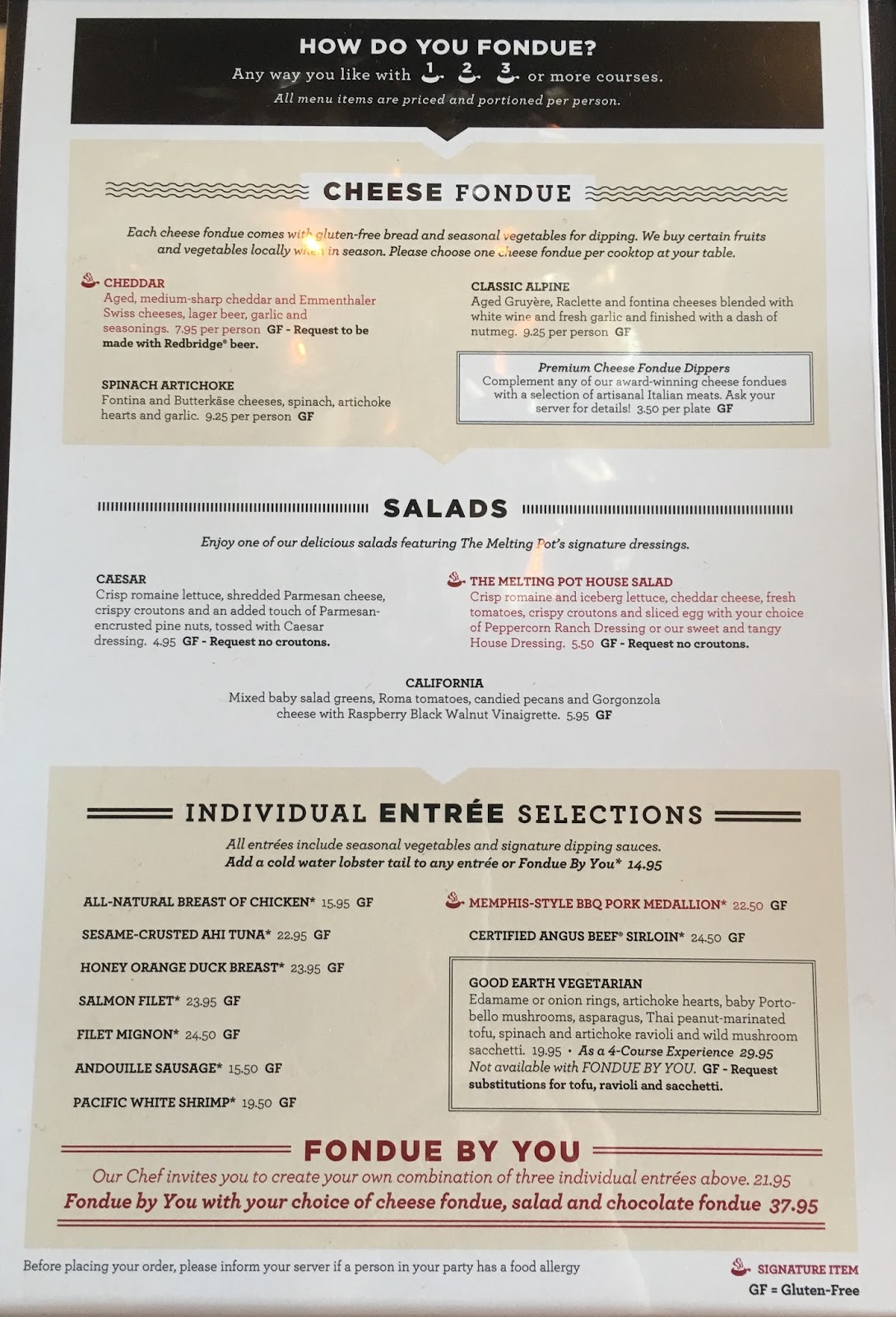 The melting pot menu deals